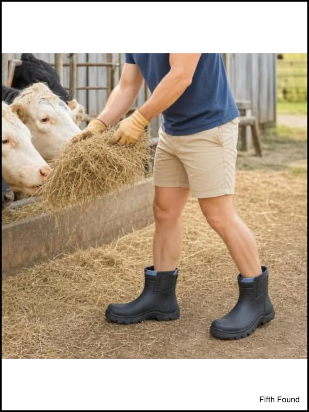 Waterproof Light Rubber Ankle Rain Boots Men's Non-Slip Slip-On
